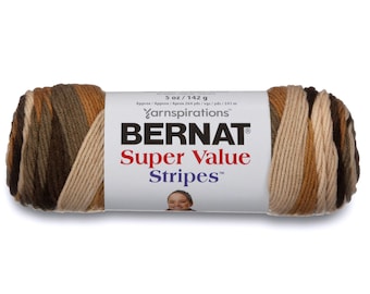 Bernat Super Value Stripes Acrylic Knitting Crocheting Craft Yarn Color No: 73007 Beachwood Stripes