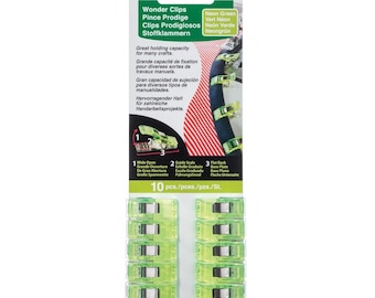 Clover Wonder Clips 10 Pieces Neon Green Sewing Quilting Part No. 3180