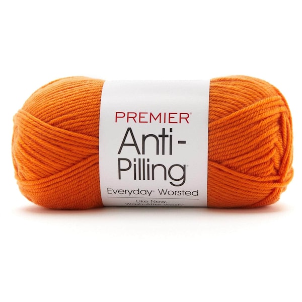 Premier Anti-Pilling Everyday Worsted 100% Acrylic Knitting Crocheting Yarn Color: Pumpkin