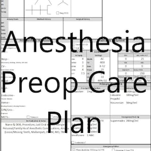 Anesthesia SRNA & CRNA Preop Care Plan Digital - Etsy