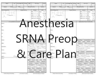 Anesthesia SRNA & CRNA Preop Care Plan Printed