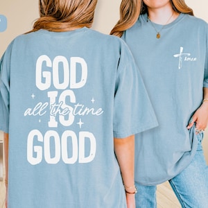 Bóg jest dobry Vintage Christian Shirt, nie szczęście tylko Bóg, Biblijny werset Komfort Kolory Modny T-shirt, Chrześcijański prezent dla mamy, Wiara Inspirowana Moda