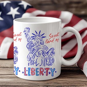 Statue of Liberty 4th of July Mugs, Freedom Mug Gift, Independence Day Party Cup, Patriotic Family Reunion Gift, American Flag Design Mug