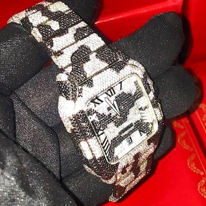 VVS Moissanite Diamond Watch| Fully Iced out Watch| Stainless Steel Watch| Moissanite Hand Studded Diamond Watch| Luxury Hiphop Iced Watch