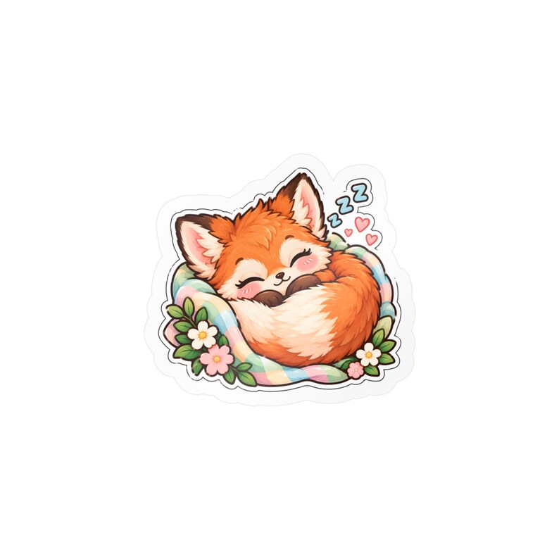 Baby First Sticker Ios Sleeping Baby Fox Sticker, Kawaii Curled up Decal (vinyl) - Etsy