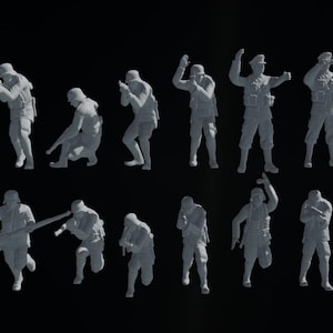 WWII German Wehrmacht Soldier Miniatures – 12-Pack 3D STL Files (10-15mm Scale)