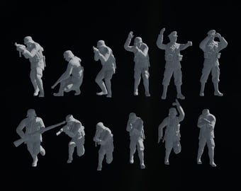 WWII German Wehrmacht Soldier Miniatures – 12-Pack 3D STL Files (10-15mm Scale)