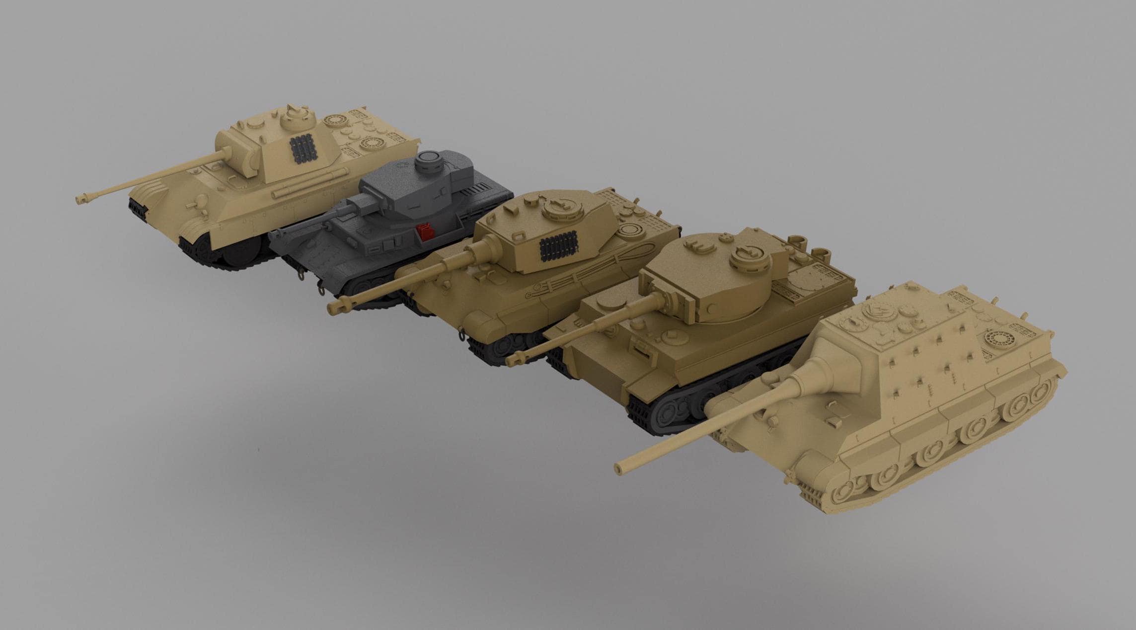 WWII German Tank Miniatures – 5-Pack 3D STL Files (10-28mm Scale)