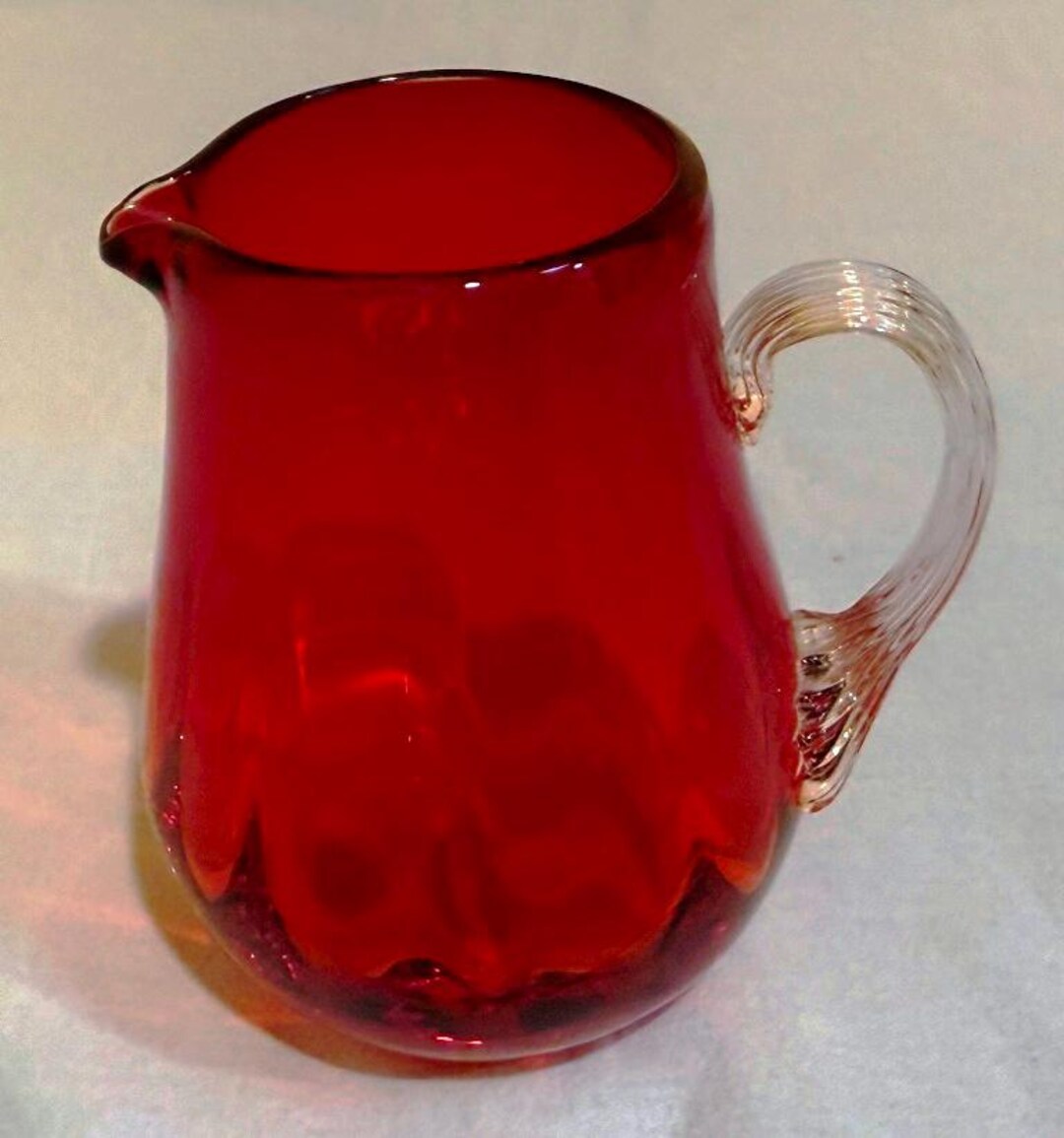 Color Pitcher Small Vintage 1950s - Blown Glass Pitcher - Golden Ruby Red Color With ...