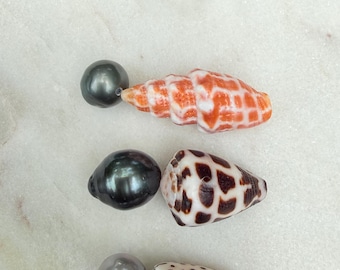 Custom tahitian pearl and Hawaiian shell bangle. Handmade to your size.