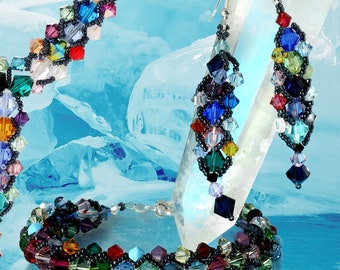 Swarovski Crystal Earrings - Northern Lights in Stained Glass