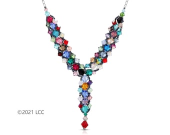 Swarovski Crystal Necklace- Northern Lights in Stained Glass