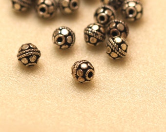 Antiqued Sterling Siver Bali Round Beads - 8mm