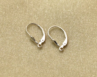 Sterling Silver lever back earrings - Fleur De Lis - 17mm