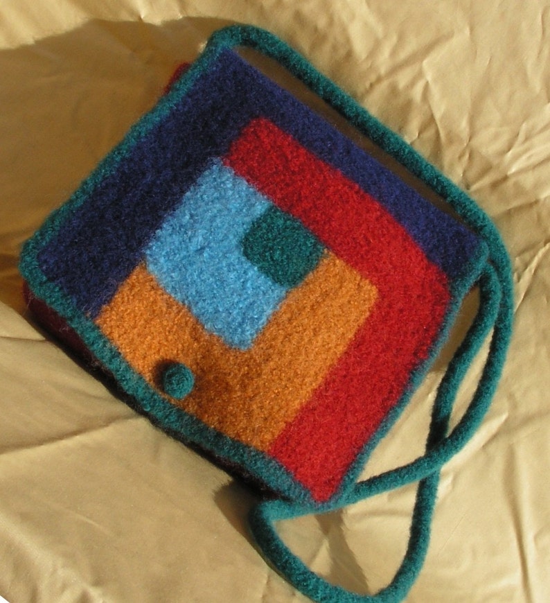 Knitting Pattern Log Cabin Felted Purse image 2