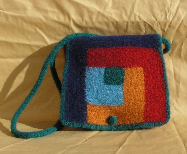 Knitting Pattern Log Cabin Felted Purse image 4