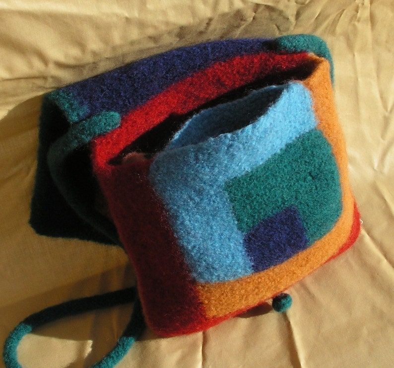 Knitting Pattern Log Cabin Felted Purse image 3