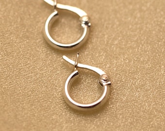 Sterling Silver hoop earrings - with lock - 10mm