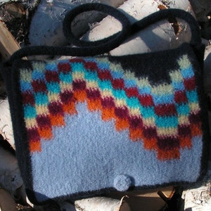 Knitting Pattern - Northern Lights Felted Messenger Tote