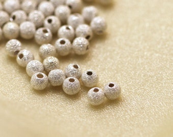 Sterling Silver Stardust Beads - 4mm round