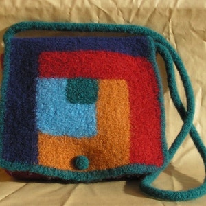 Knitting Pattern Log Cabin Felted Purse image 1