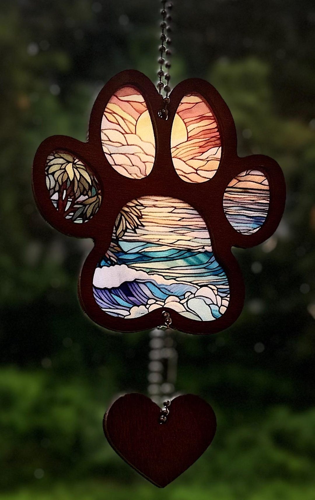 Rainbow Paw Print Suncatcher | Pet Memorial Stained Glass Style Window ...