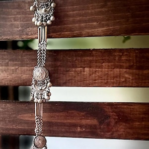 Handcrafted Silver Tone Maang Tikka: Indian Bridal Headpiece with Bells