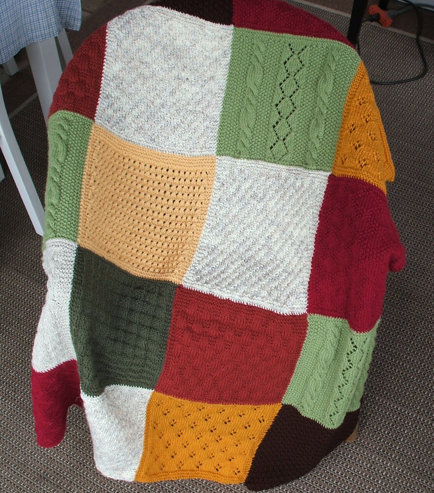 Hand Knit Afghan in Beautiful Earth Colors and Different Patterns Etsy