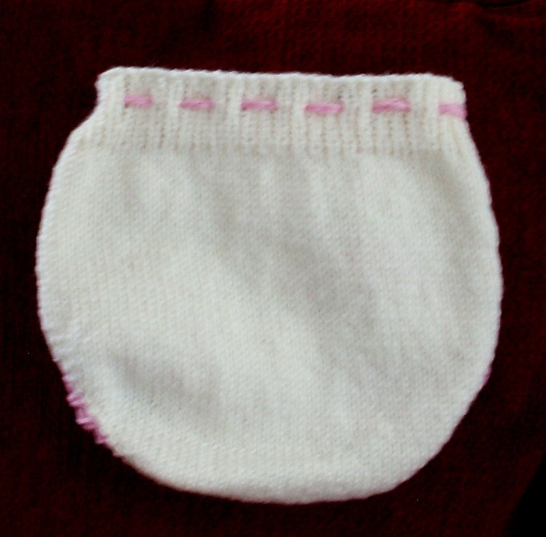 Hand knit diaper cover in white and pink 100 /% Wool