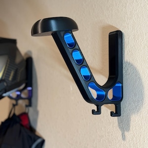 Motorcycle Helmet Wall Mount with Dual Hooks, Slide-In Design for Helmets, Jackets & Gloves Organizer