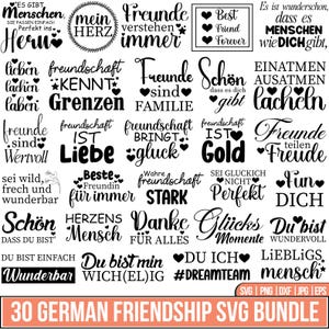 Amitié allemande Svg Bundle, Plotterdatei Danke Svg, fichier traceur de l'amitié, amis PNG, citations allemandes, Svg allemand, dictons pour Cricut