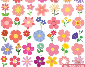 Spring Flower SVG Bundle, Flower SVG, Flower Png, Retro Flower Svg, Flower Clipart, Flower Svg, Bouquets Svg, Simple Flower SVG, For Cricut