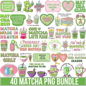 Matcha PNG Bundle, Coffee Quotes Sayings, Funny Coffee Coquette Png, Matcha Lovers Gift, Girlie Girly Design, Japanese Green Tea For Cricut
