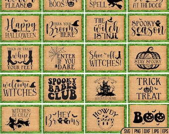 Halloween Doormat SVG Bundle, Spooky Welcome Sign Svg, Fall Doormat Svg, Autumn Welcome doormat, Pumpkin doormat, Mat Quotes Svg, For Cricut
