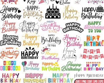 Pakiet urodzinowy SVG: ozdoby na tort SVG, cytaty urodzinowe SVG, życzenia urodzinowe SVG, napisy urodzinowe SVG, plik plotera SVG, ozdoba na tort SVG