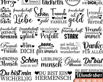 German Friendship SVG Bundle: Deutsche Sprüche Svg, Friendship Quotes, Plotterdatei Danke Svg, Lieblingsmensch Svg, German Svg, for Cricut
