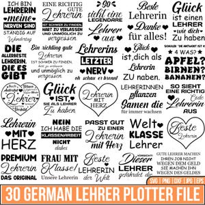 Könnte beinhalten: Eine Sammlung schwarz-weißer deutscher Textdesigns mit Sätzen über Lehrer, Herzen und motivierenden Zitaten. Die Designs eignen sich für Bastelprojekte, mit Dateiformaten wie SVG, PNG und JPG.