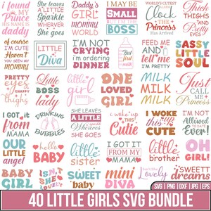 Meisje SVG bundel, baby meisje SVG, pasgeboren SVG, meisje moeder SVG, baby shower SVG, welkom baby SVG, schattige baby zeggen SVG, bestanden voor de Cricut