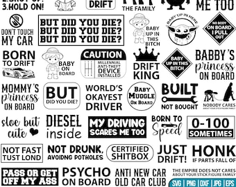 Funny Car Decal SVG Bundle: Sarcastic Car Quotes (Digital Download