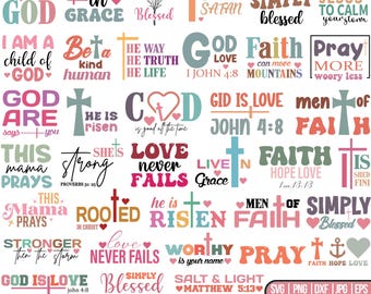 Boho Christian SVG Bundle: Faith Quotes, Bible Verses (Digital Download)