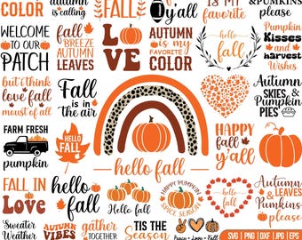 Paquete de archivos SVG de otoño: Frases de otoño, diseños de Acción de Gracias (Descarga digital)