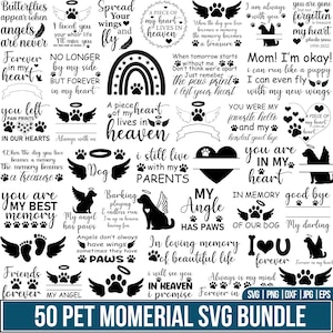 Pet Memorial Svg Png Bundle, Dog Memorial Svg, Angel Wings Svg, Pet memorial phrase Saying, Pet in heaven Svg, Pet Love Svg, Cut For Cricut,