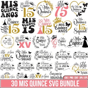 Mis Quince Svg Bundle, Mis Quince Años, Mis Quince Squad Svg, Spanish Quotes svg, Latina Birthday Svg, Mis xv años svg, Cut files for Cricut