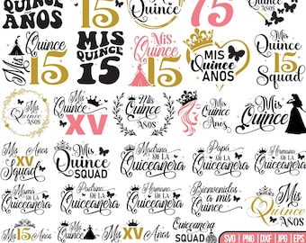 Mis Quince Años, Mis Quitte Squad, Spanische Zitate, Latein Geburtstag, Mis Quince Años, Mis Quince Squad, Cut Dateien für Cricut