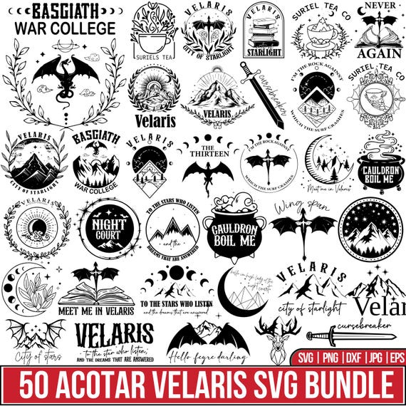 ACOTAR Velaris SVG Bundle, Night Court Svg, A Court of Thorns Svg Roses Svg, Fantasy Bookish Svg, Fourth Wing Svg, Bat Boys Svg, For Cricut