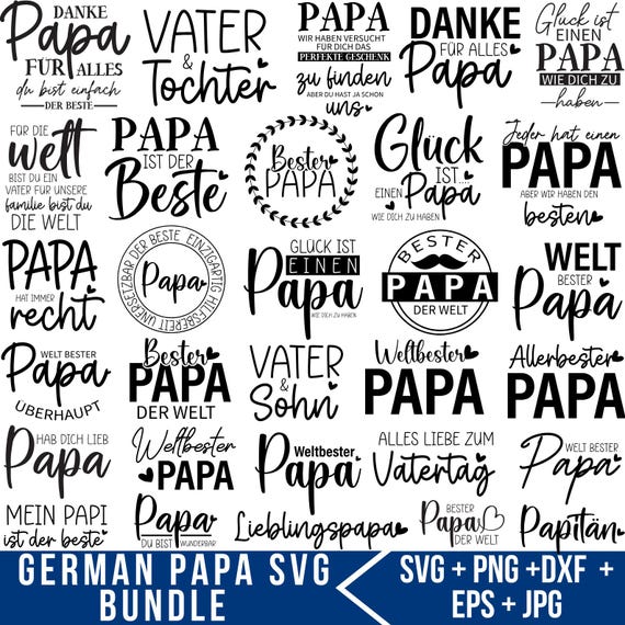 German Papa SVG Bundle: Father's Day Svg, Die Beste Papa Svg, Father's Day gift, Family Svg, Plotter File Svg, For Cricut (Digital Download)