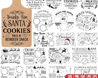 Pacchetto SVG "Caro Babbo Natale", SVG "Vassoio di Babbo Natale", SVG "Natale", SVG "Biscotti per Babbo Natale", SVG "Biscotti al latte di Babbo Natale", SVG "Carota", per Cricut, Silhouette