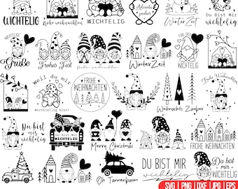 Plotterdatei Weihnachten SVG Bundle, Plotterdatei SVG, Plotterdatei Danke, Du bist mir wichtelig SVG, Cricut