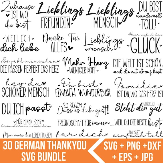 German Thank You SVG Bundle: Danke Svg, Plotter File, German Sayings Svg, Thank You Svg, German Quotes, Best Friends Svg, Files for Cricut