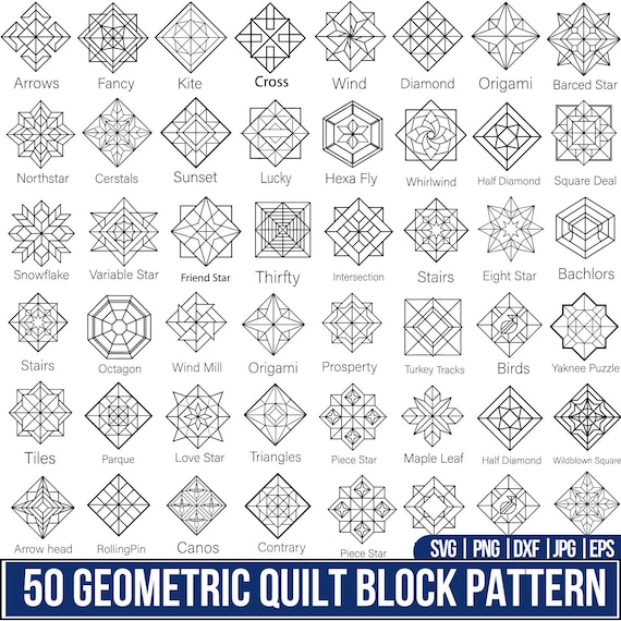 Geometric Quilt Block Patterns, Quilt Pattern Svg, Geometric Svg, Patchwork Design, Quilting Template, Sewing Pattern, Quilt Star For Cricut